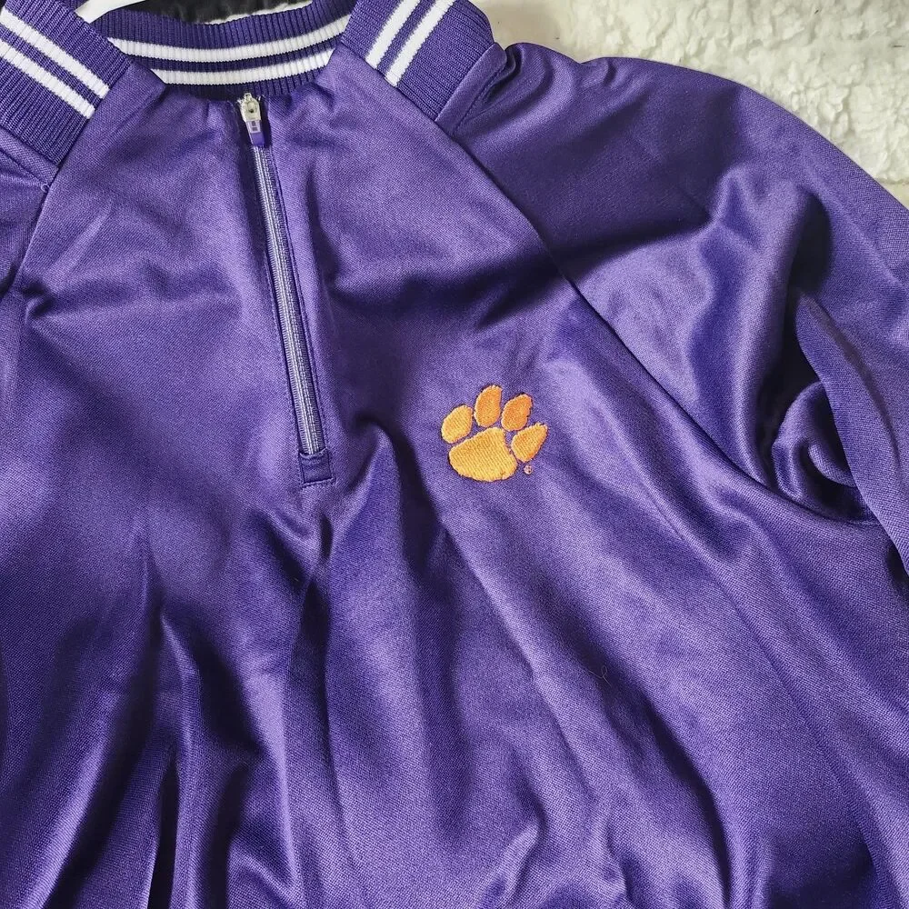 Womens Clemson Antigua Silky 1/4 Zip Shirt Purple Sz M Long Sleeve - Picture 2 of 7